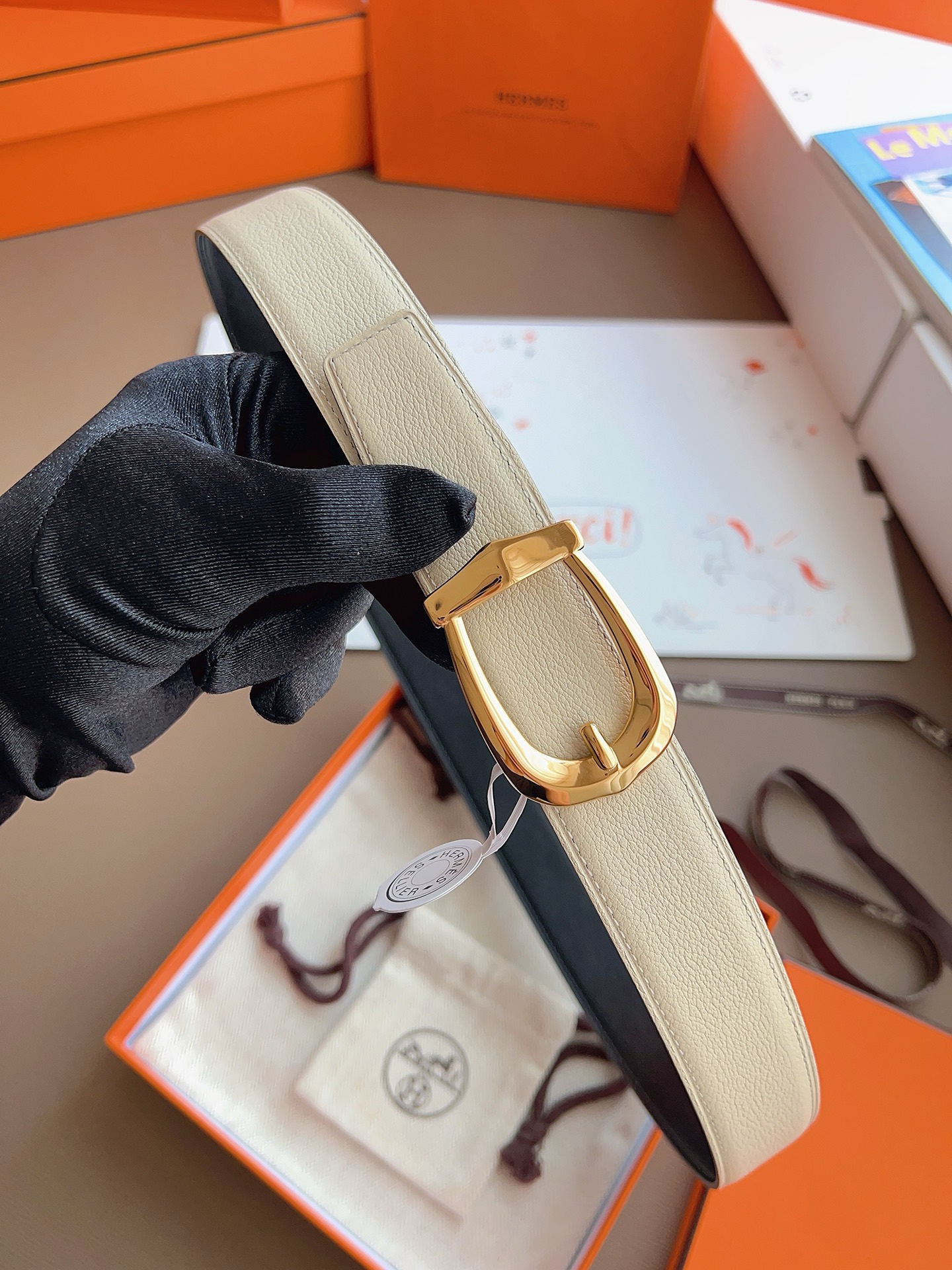 에르메스 Hermes Bride d'Apparat&double-sided Togo 벨트 32mm