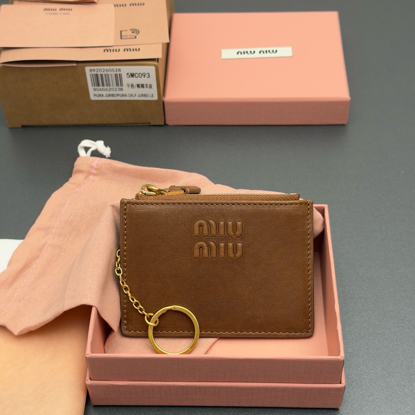 미우 미우 Miu Miu 5MC093 카드 케이스 Caramel 11.5cm