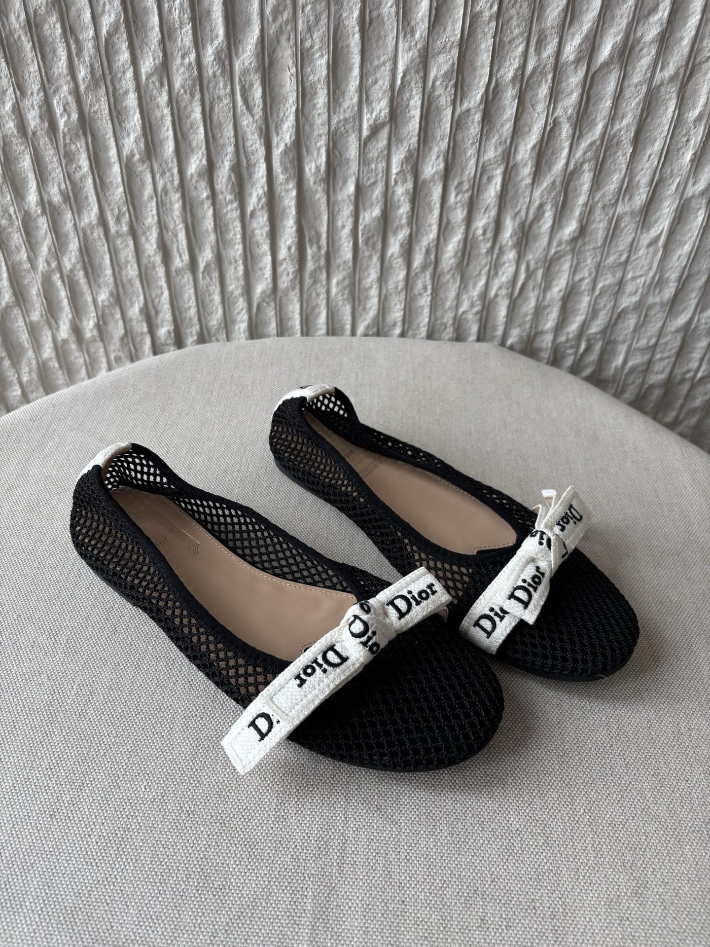 디올 Dior J'Adior 발레 플랫 메쉬 Black