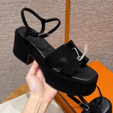 에르메스 Hermes 302 Jam 30 Sandal Chamois and Goat hide&89 Noir