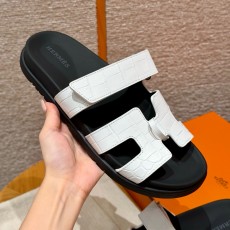 에르메스 Hermes 225 Chypre sandal Matte Alligator&01 Blanc